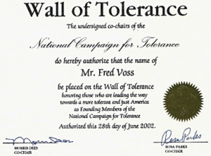 Fred Voss Wall of Tolerance