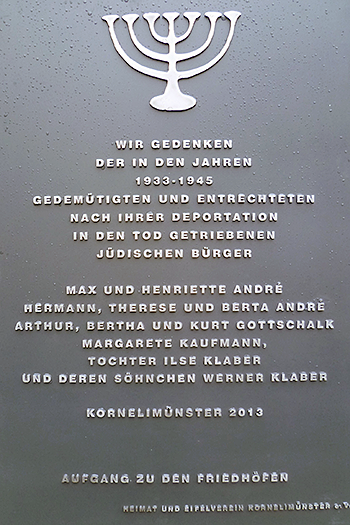 Gedenktafel für die Holocaustopfer von Kornelimünster