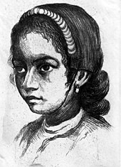 Tuschebild eines jüdischen Mädchens